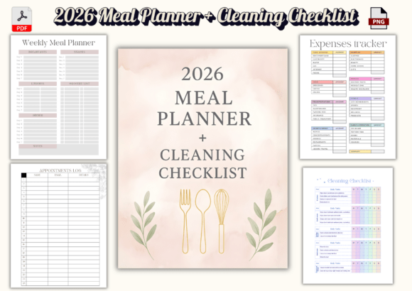 Download 2026 Meal Planner + Cleaning Checklist - Cleaning Collection