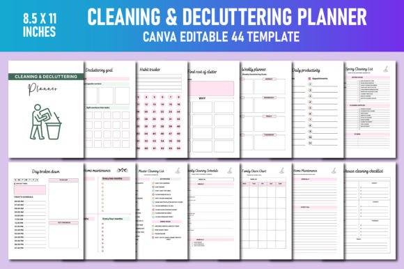 Download Cleaning &amp; Decluttering Planner Canva - Cleaning Collection
