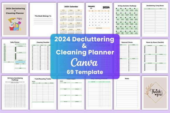 Download Decluttering &amp; Cleaning Planner Canva - Cleaning Collection