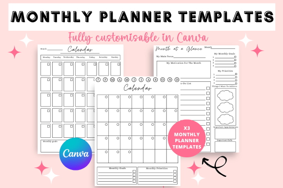 Download Monthly Planner Canva Templates - Planner canva templates Collection