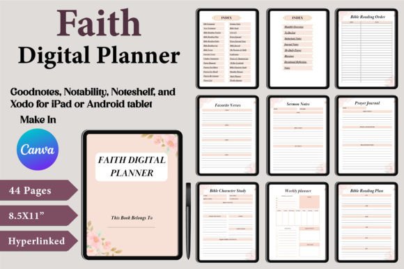 Download Faith Digital Planner Canva Templates - Planner canva templates Collection