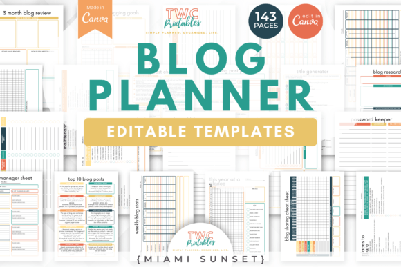 Download Blog Planner Canva Templates | MIAMI - Planner canva templates Collection