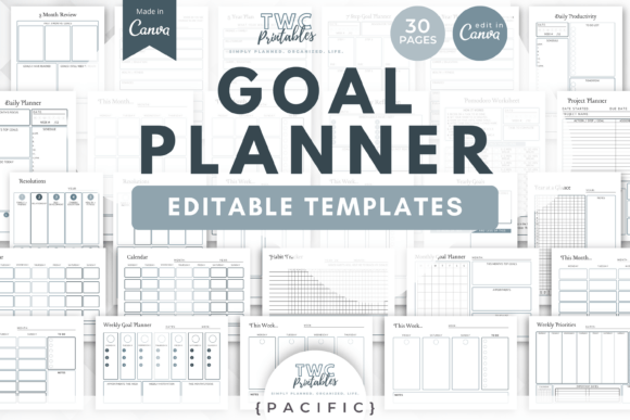 Download Goal Planner Canva Templates | PACIFIC - Planner canva templates Collection