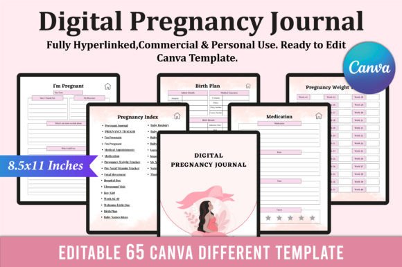 Download Editable Digital Pregnancy Journal KDP - Pregnancy Collection