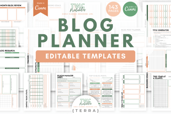 Download Blog Planner Canva Templates | TERRA - Planner canva templates Collection