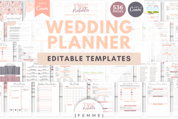 Download Wedding Planner Canva Templates | FEMME - Planner canva templates Collection