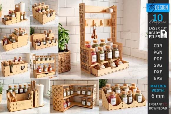 Download Wooden Kitchen Organizer Laser Cut Set - Organizer Collection
