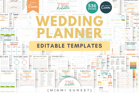 Download Wedding Planner Canva Templates | MIAMI - Planner canva templates Collection