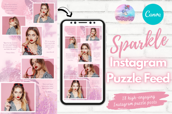 Download Sparkle Pink Canva Instagram Puzzle Feed - Premium Resources