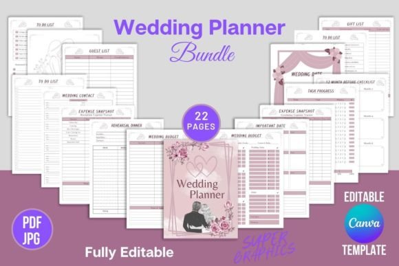 Download Editable Wedding Planner Canva Templates - Planner canva templates Collection