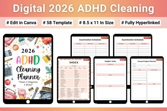 Download Digital 2026 ADHD Cleaning Template - Cleaning Collection