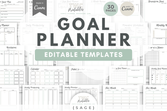 Download Goal Planner Canva Templates | SAGE - Planner canva templates Collection