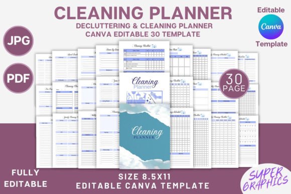 Download Cleaning and Decluttering Planner -Canva - Cleaning Collection