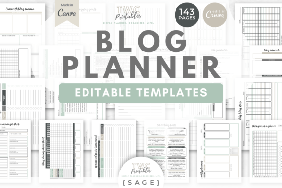 Download Blog Planner Canva Templates | SAGE - Planner canva templates Collection