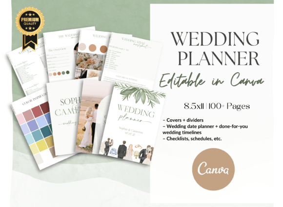 Download Wedding Planner Canva Templates Sage - Planner canva templates Collection