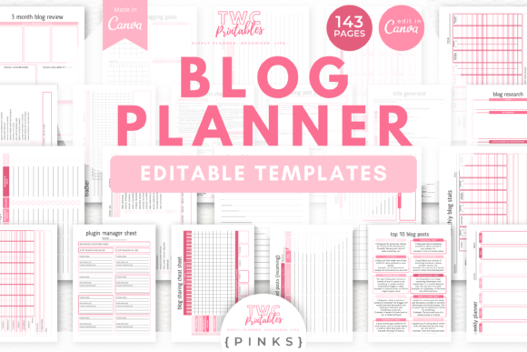 Download Blog Planner Canva Templates | PINKS - Planner canva templates Collection