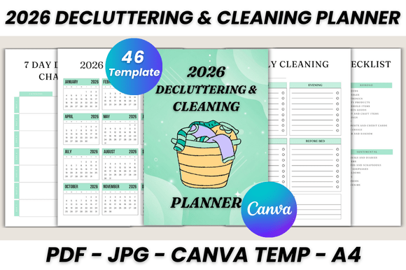 Download 2026 Decluttering &amp; Cleaning Planner - Cleaning Collection
