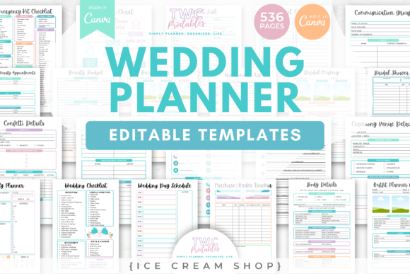 Download Wedding Planner Canva Templates | ICE - Planner canva templates Collection