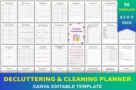 Download Editable Decluttering &amp; Cleaning Planner - Cleaning Collection