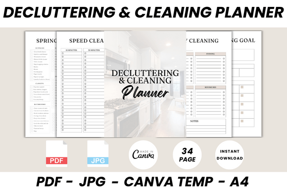 Download Decluttering &amp; Cleaning Planner Canva - Cleaning Collection