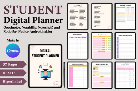 Download Digital Student Planner Canva Templates - Planner canva templates Collection